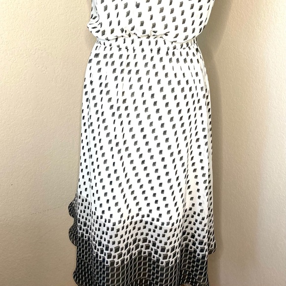 White black sleeveless dress flowing skirt dress A line dress chiffon ombré - Picture 13 of 16